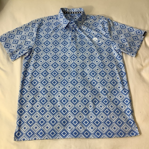 Tattoo Golf Performance Polo Shirt GEO Collection Cool Stretch Blue - Picture 1 of 7